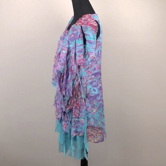 Rancho Estancia Sleeveless Dress Rainbow Colors Carwash Fringe Fairy Midi S NEW - Picture 5 of 10